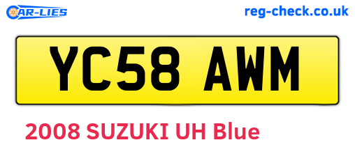 YC58AWM are the vehicle registration plates.