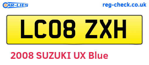 LC08ZXH are the vehicle registration plates.
