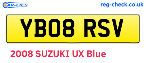 YB08RSV are the vehicle registration plates.