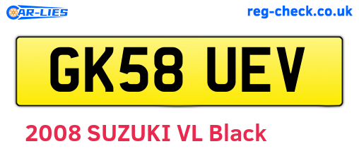 GK58UEV are the vehicle registration plates.