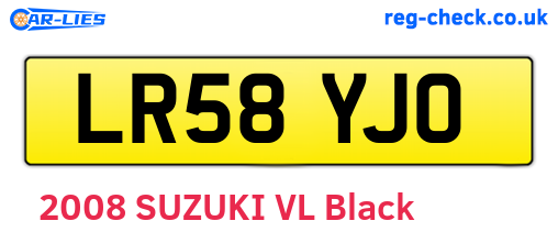 LR58YJO are the vehicle registration plates.