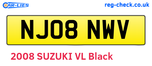NJ08NWV are the vehicle registration plates.