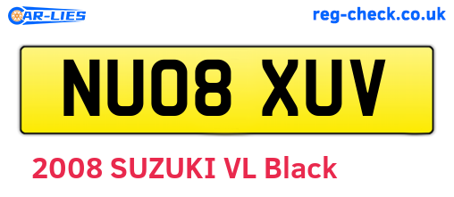 NU08XUV are the vehicle registration plates.