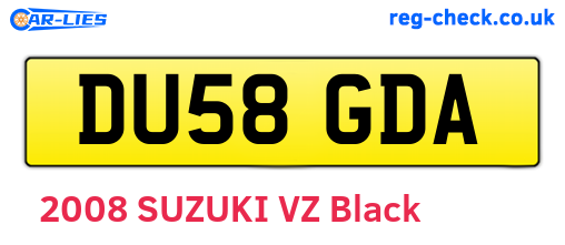 DU58GDA are the vehicle registration plates.