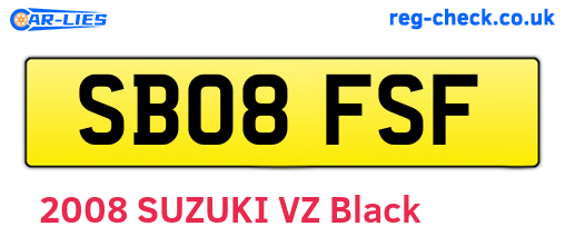 SB08FSF are the vehicle registration plates.
