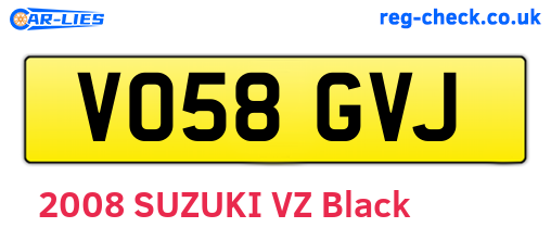 VO58GVJ are the vehicle registration plates.