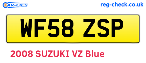 WF58ZSP are the vehicle registration plates.