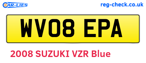 WV08EPA are the vehicle registration plates.