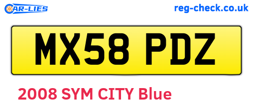 MX58PDZ are the vehicle registration plates.