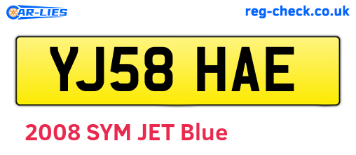 YJ58HAE are the vehicle registration plates.