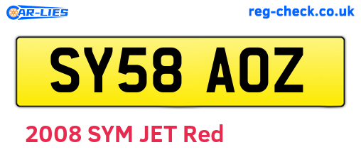 SY58AOZ are the vehicle registration plates.