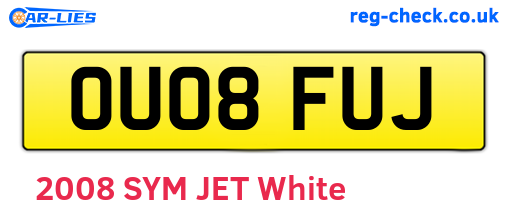 OU08FUJ are the vehicle registration plates.