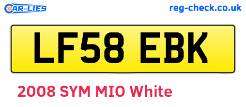 LF58EBK are the vehicle registration plates.