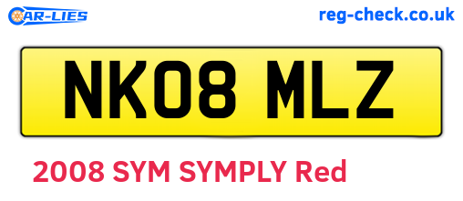 NK08MLZ are the vehicle registration plates.