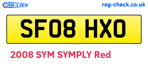 SF08HXO are the vehicle registration plates.