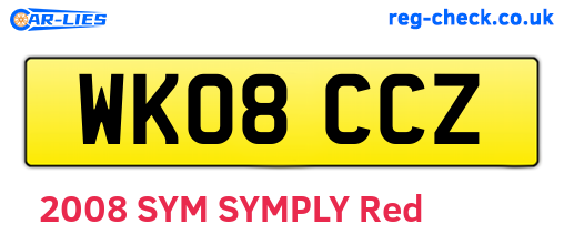 WK08CCZ are the vehicle registration plates.