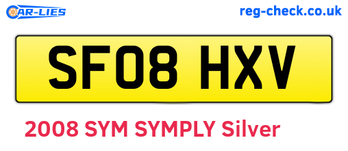 SF08HXV are the vehicle registration plates.