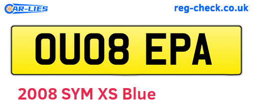 OU08EPA are the vehicle registration plates.
