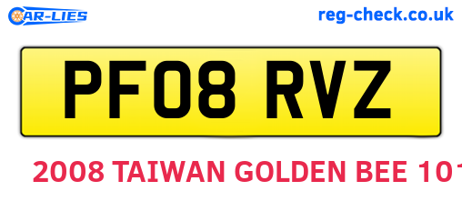 PF08RVZ are the vehicle registration plates.