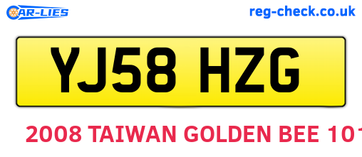 YJ58HZG are the vehicle registration plates.