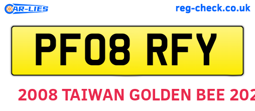 PF08RFY are the vehicle registration plates.
