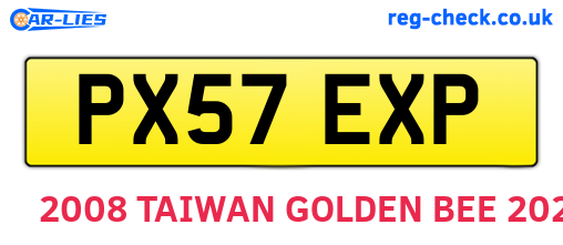 PX57EXP are the vehicle registration plates.
