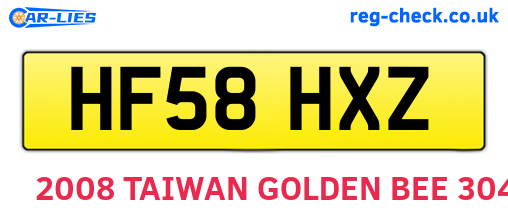HF58HXZ are the vehicle registration plates.