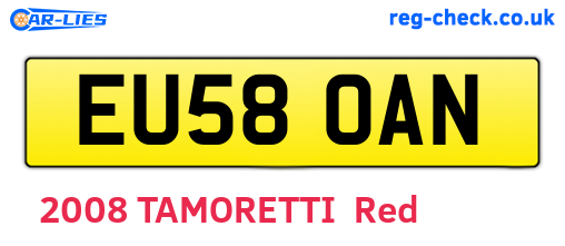 EU58OAN are the vehicle registration plates.