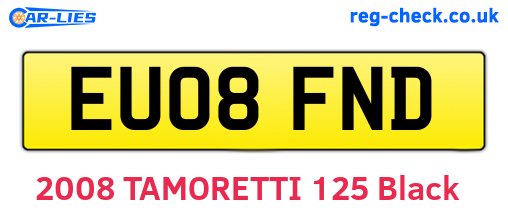 EU08FND are the vehicle registration plates.