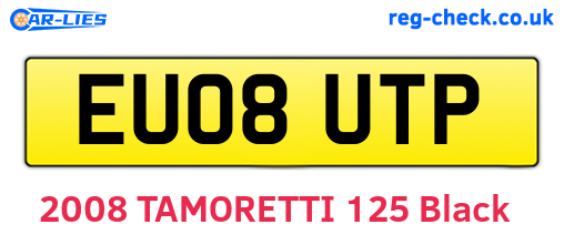 EU08UTP are the vehicle registration plates.
