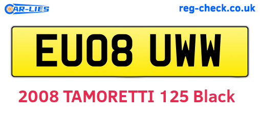 EU08UWW are the vehicle registration plates.
