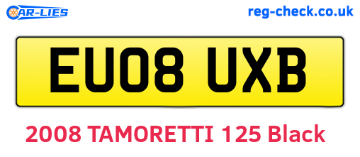 EU08UXB are the vehicle registration plates.