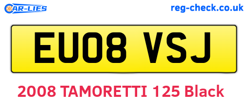 EU08VSJ are the vehicle registration plates.