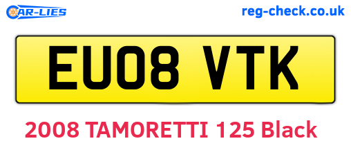 EU08VTK are the vehicle registration plates.