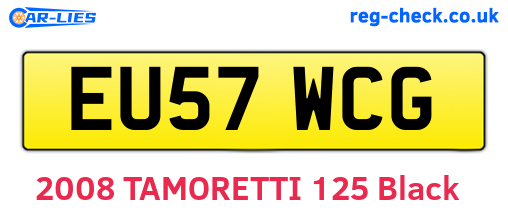 EU57WCG are the vehicle registration plates.
