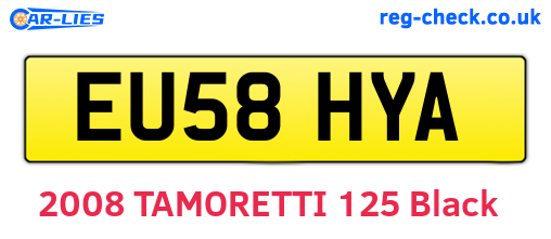 EU58HYA are the vehicle registration plates.