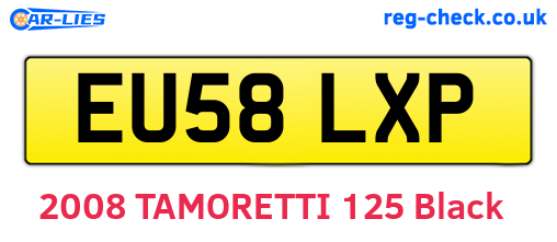 EU58LXP are the vehicle registration plates.