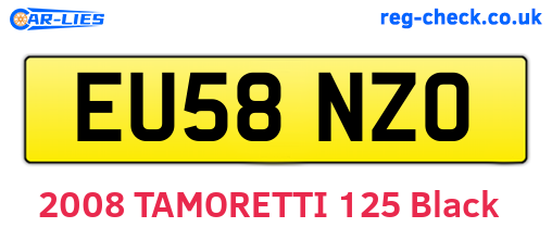 EU58NZO are the vehicle registration plates.