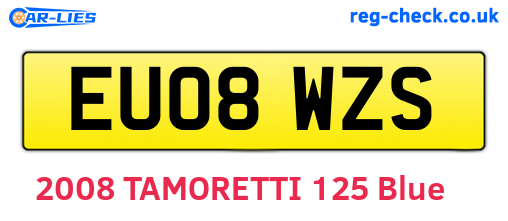 EU08WZS are the vehicle registration plates.
