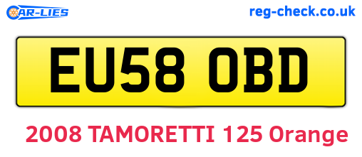 EU58OBD are the vehicle registration plates.