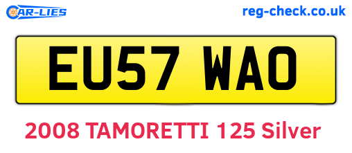 EU57WAO are the vehicle registration plates.