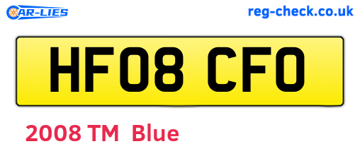 HF08CFO are the vehicle registration plates.