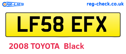 LF58EFX are the vehicle registration plates.