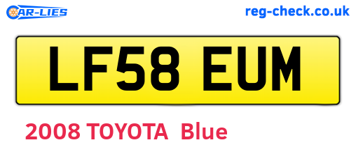 LF58EUM are the vehicle registration plates.