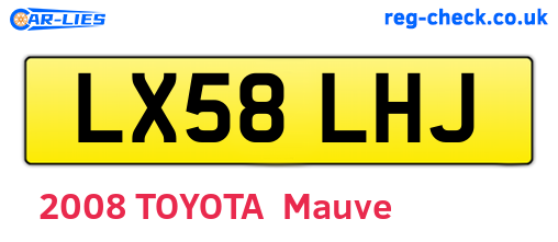 LX58LHJ are the vehicle registration plates.