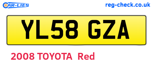 YL58GZA are the vehicle registration plates.