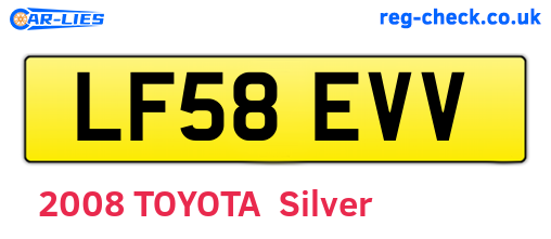LF58EVV are the vehicle registration plates.