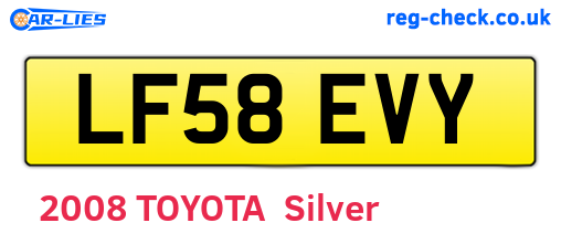 LF58EVY are the vehicle registration plates.