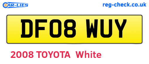 DF08WUY are the vehicle registration plates.