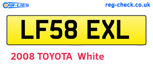 LF58EXL are the vehicle registration plates.
